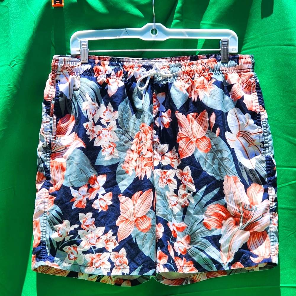 VTG--Abercrombie & Fitch--Men's-Size L-Floral Hawaiian-Swim Trunks/Board Shorts